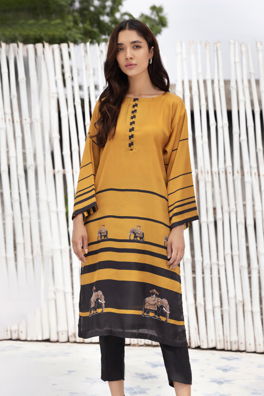 1 PC Stitched | Silk Tunic Printed Long Shirt