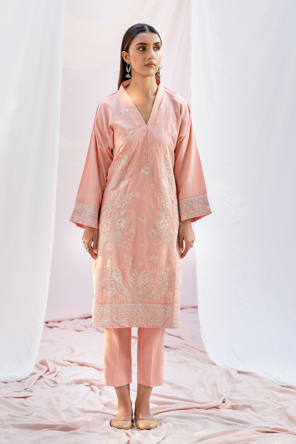 2 PC Stitched | Viscose Jacquard Embroidered Shirt + Trouser