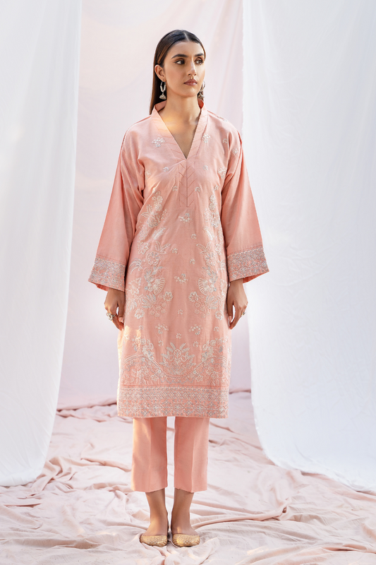 2 PC Stitched | Viscose Jacquard Embroidered Shirt + Trouser