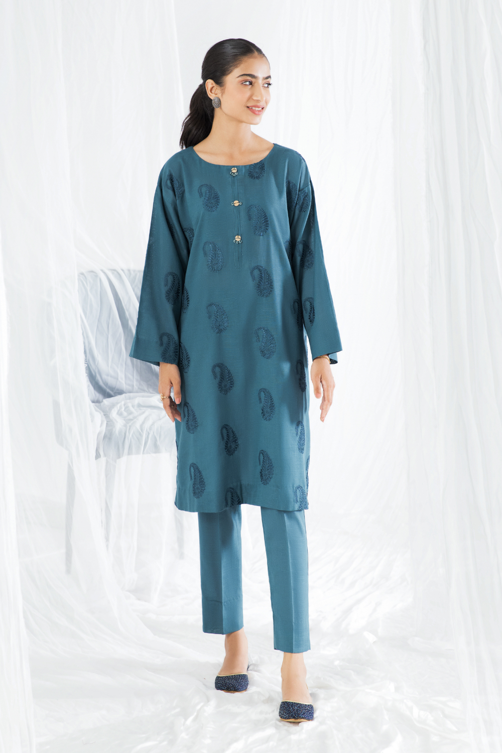 2 PC Unstitched | Khaddar Embroidered Shirt + Trouser