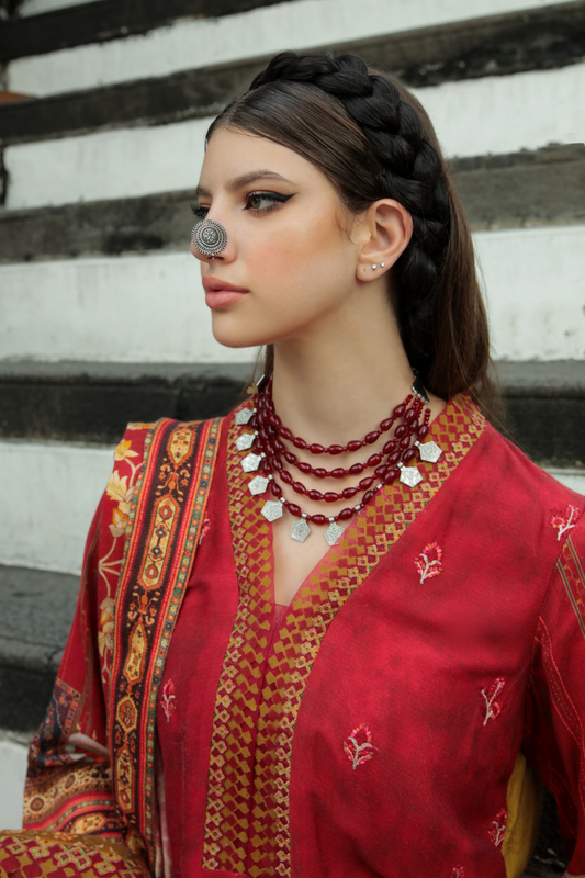 3 PC Unstitched | Embroidered Suit + Shawl