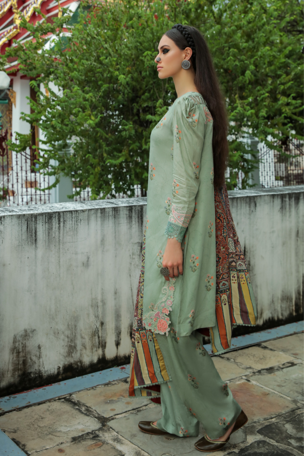 3 PC Unstitched | Embroidered Suit + Shawl