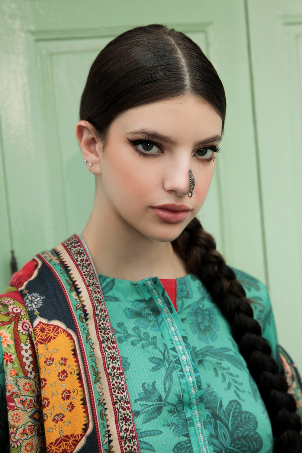 3 PC Unstitched | Embroidered Suit + Shawl