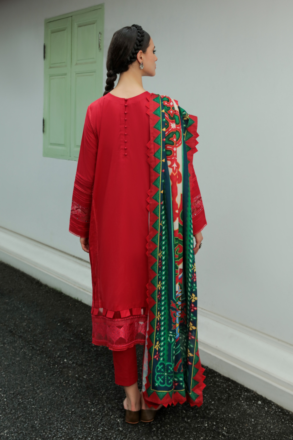 3 PC Unstitched | Embroidered Suit + Shawl