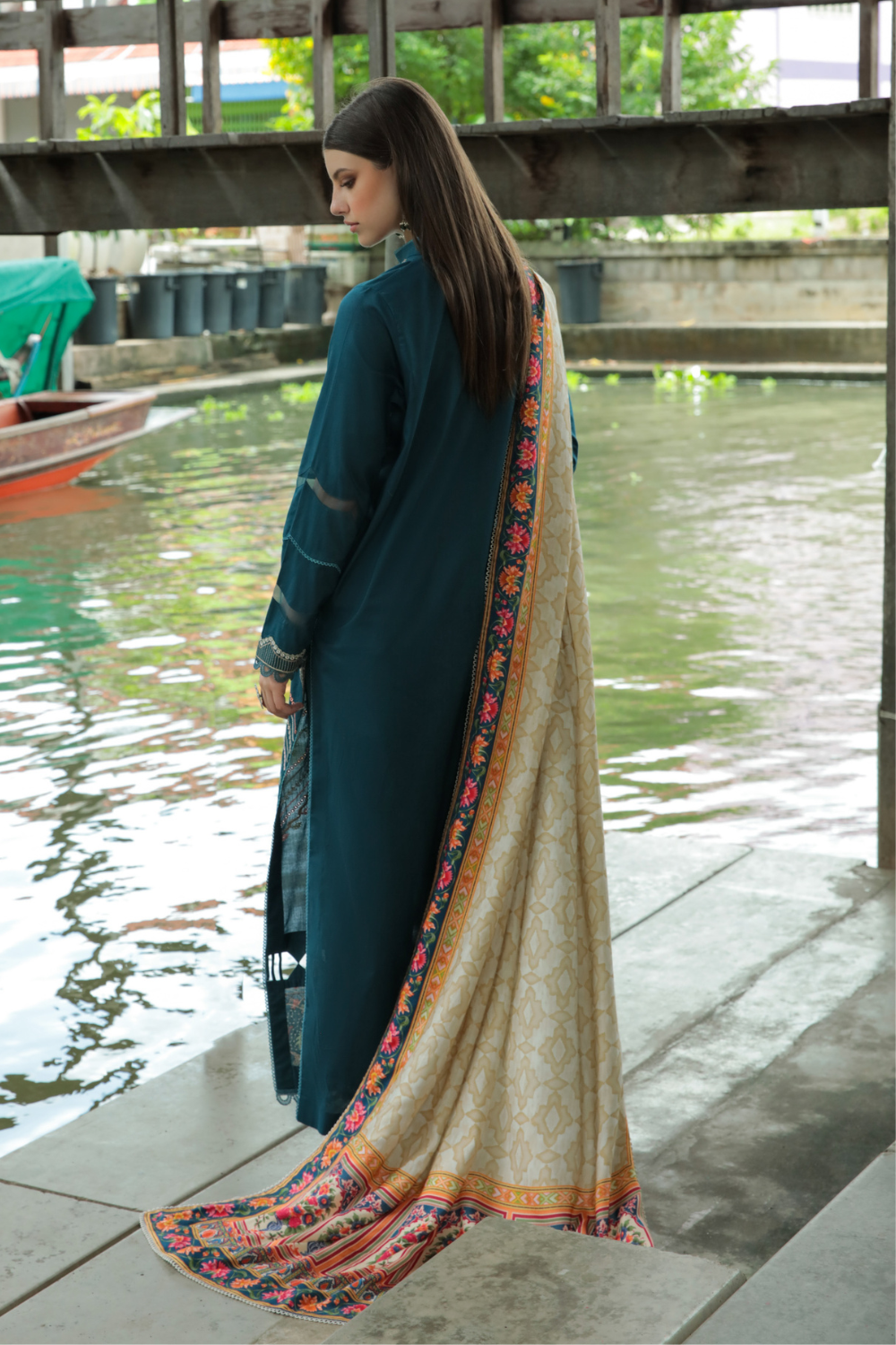 3 PC Unstitched | Embroidered Suit + Shawl