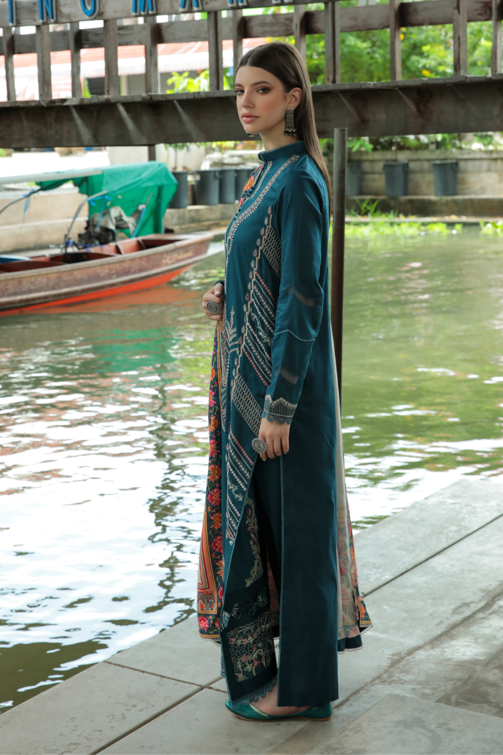 3 PC Unstitched | Embroidered Suit + Shawl