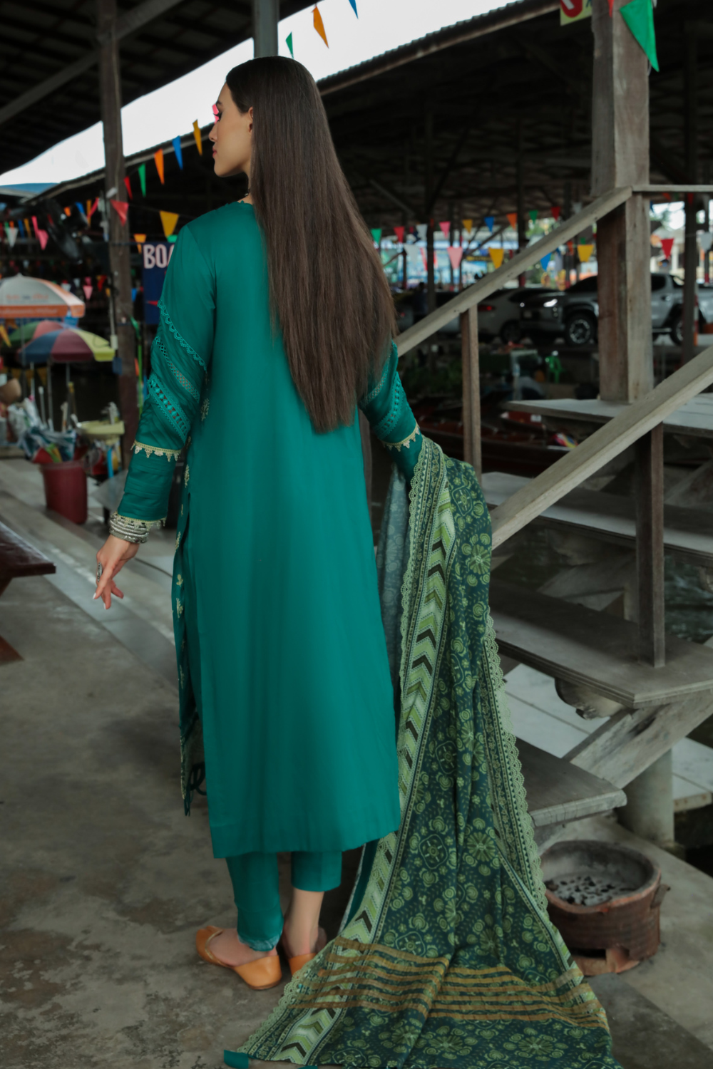 3 PC Unstitched | Embroidered Suit + Shawl