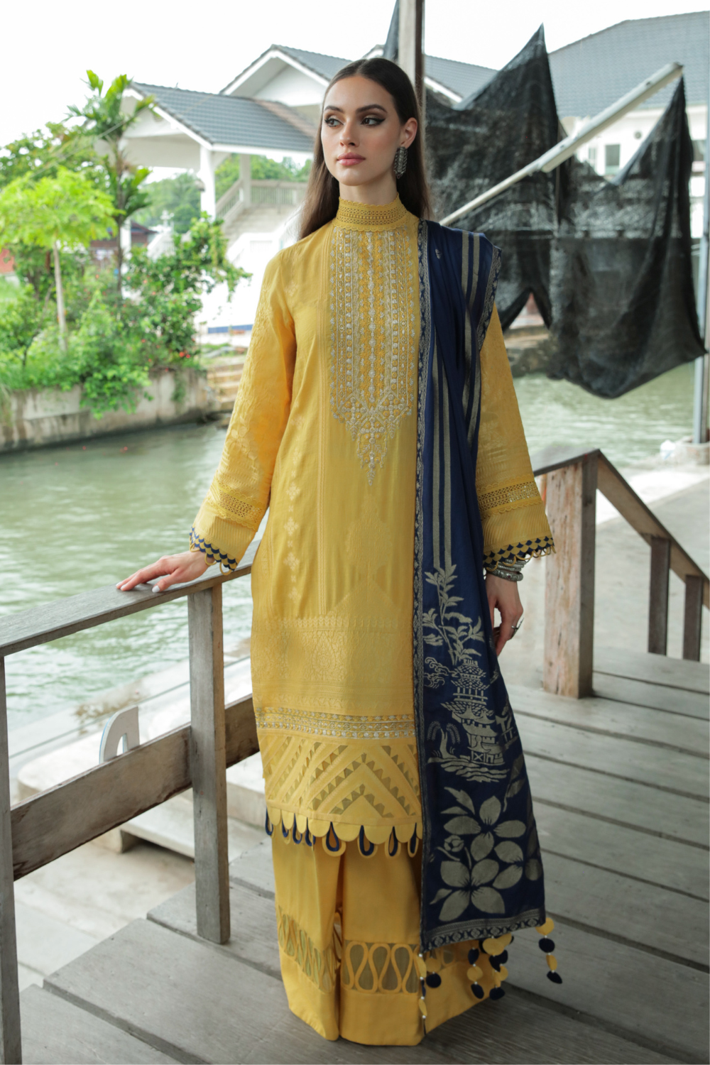 3 PC Unstitched | Embroidered Jacquard Suit