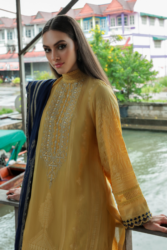 3 PC Unstitched | Embroidered Jacquard Suit