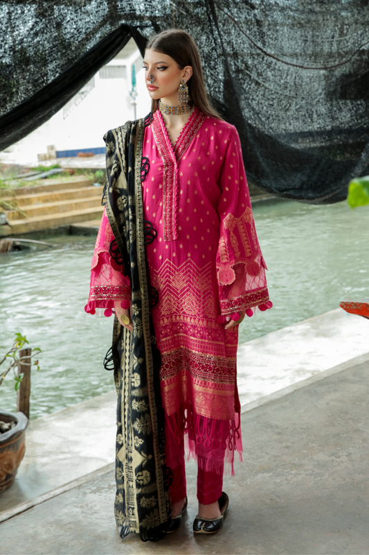 3 PC Unstitched | Embroidered Jacquard Suit