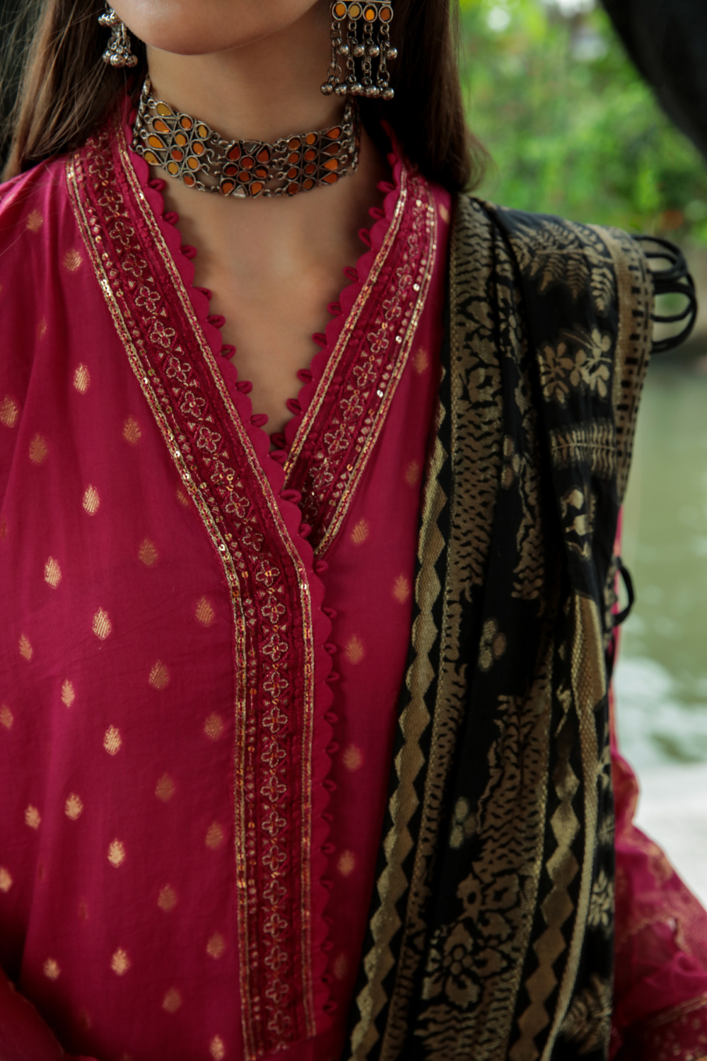 3 PC Unstitched | Embroidered Jacquard Suit