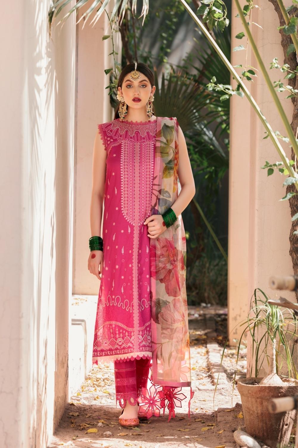 3PC Unstitched Embroidered + Printed Suit