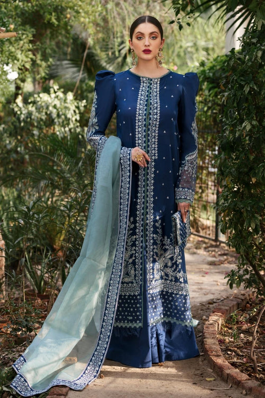 3PC Unstitched Embroidered Lawn Shirt | Embroidered Cotton net Dupatta | Cambric Dyed Trouser