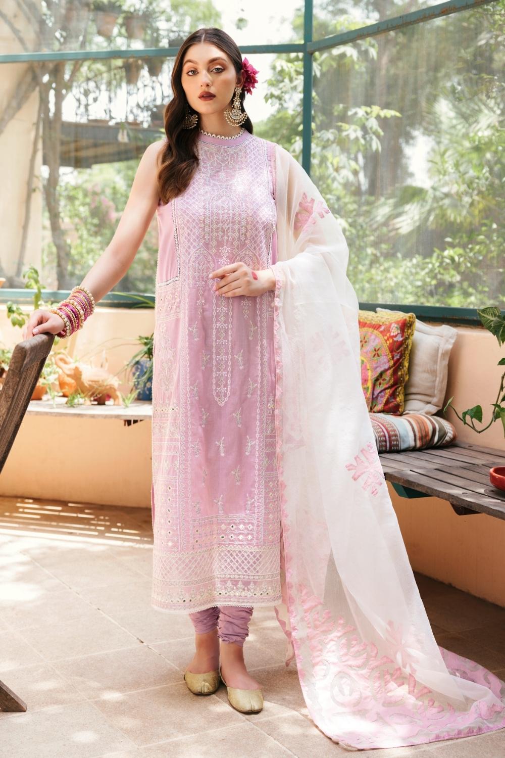 3PC Unstitched Embroidered Lawn Shirt | Ralli (Hand Made) Organza Dupatta | Cambric Dyed Trouser