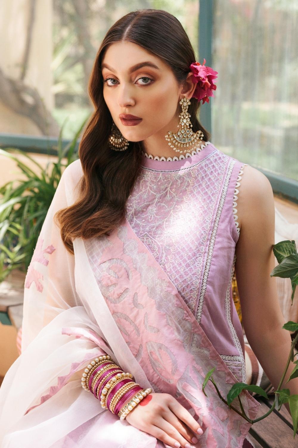 3PC Unstitched Embroidered Lawn Shirt | Ralli (Hand Made) Organza Dupatta | Cambric Dyed Trouser