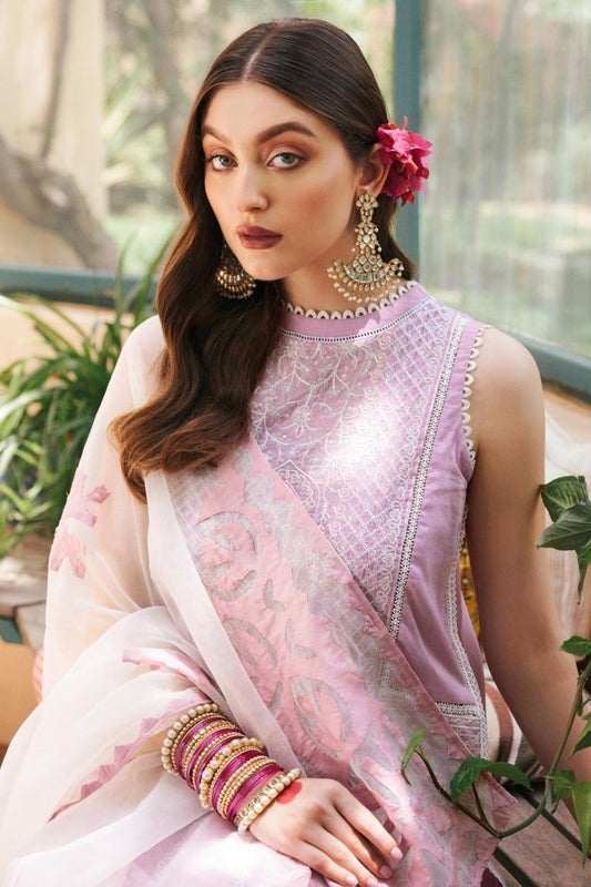 3PC Unstitched Embroidered Lawn Shirt | Ralli (Hand Made) Organza Dupatta | Cambric Dyed Trouser