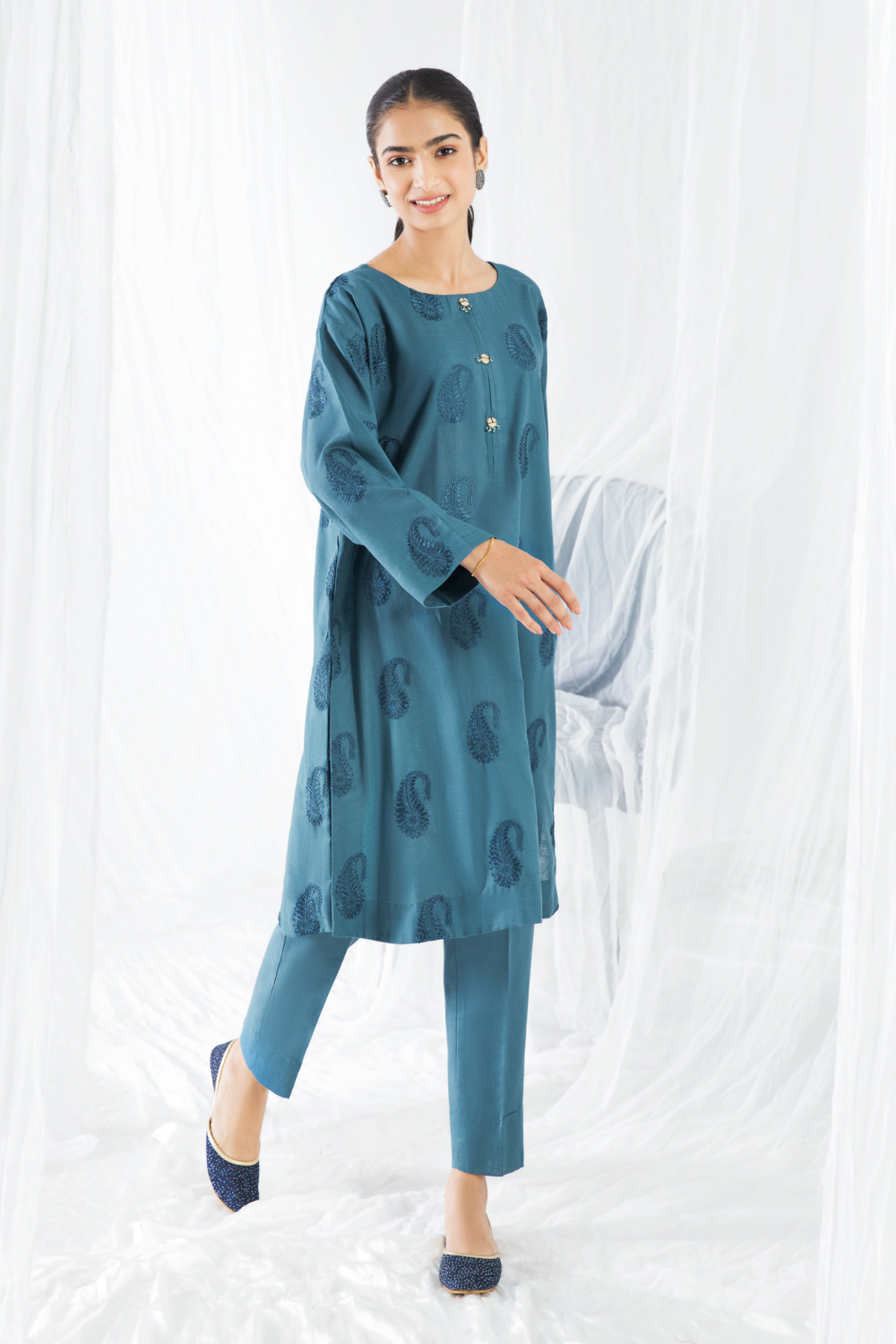 2 PC Unstitched | Khaddar Embroidered Shirt + Trouser