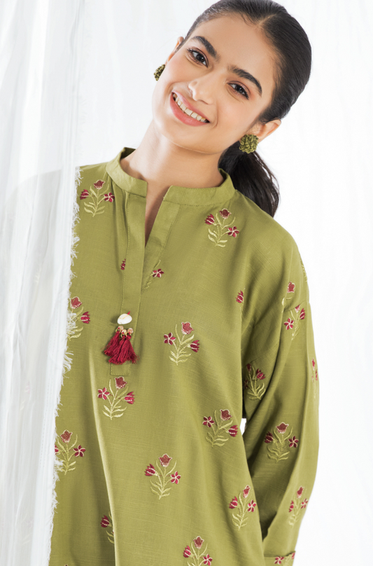 2 PC Unstitched | Khaddar Embroidered Shirt + Trouser