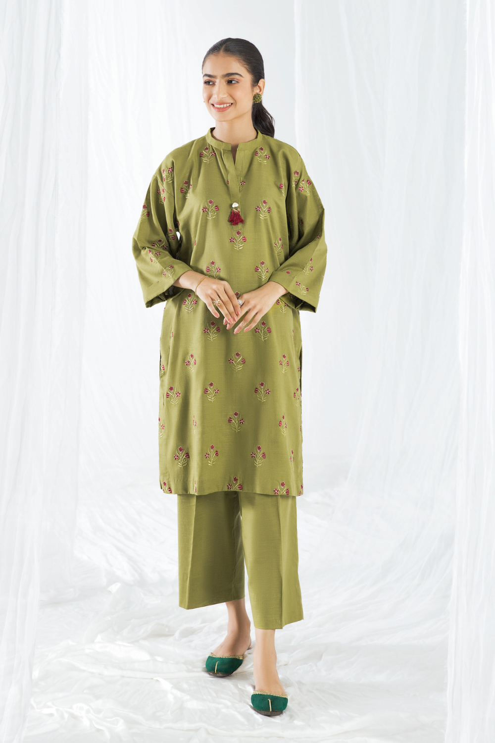 2 PC Unstitched | Khaddar Embroidered Shirt + Trouser