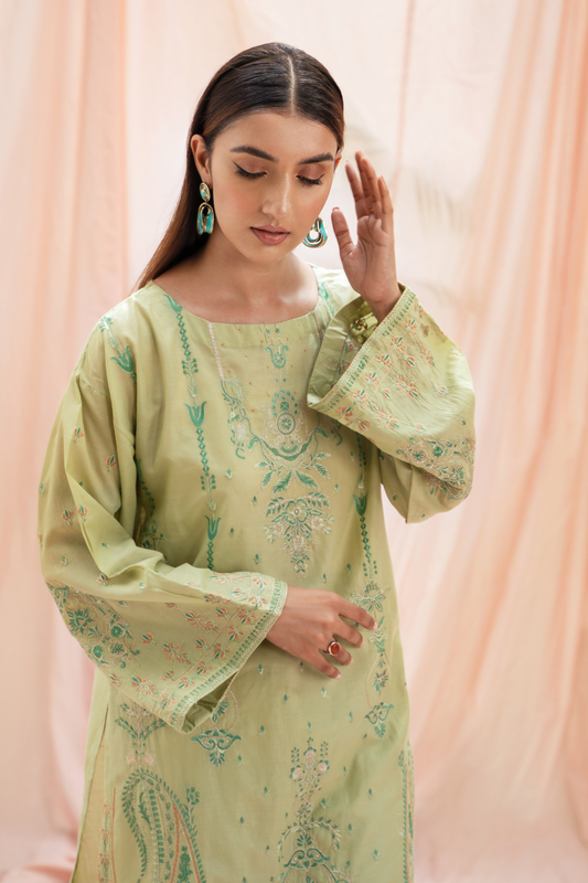 1 PC Stitched | Pima Embroidered Lawn Shirt