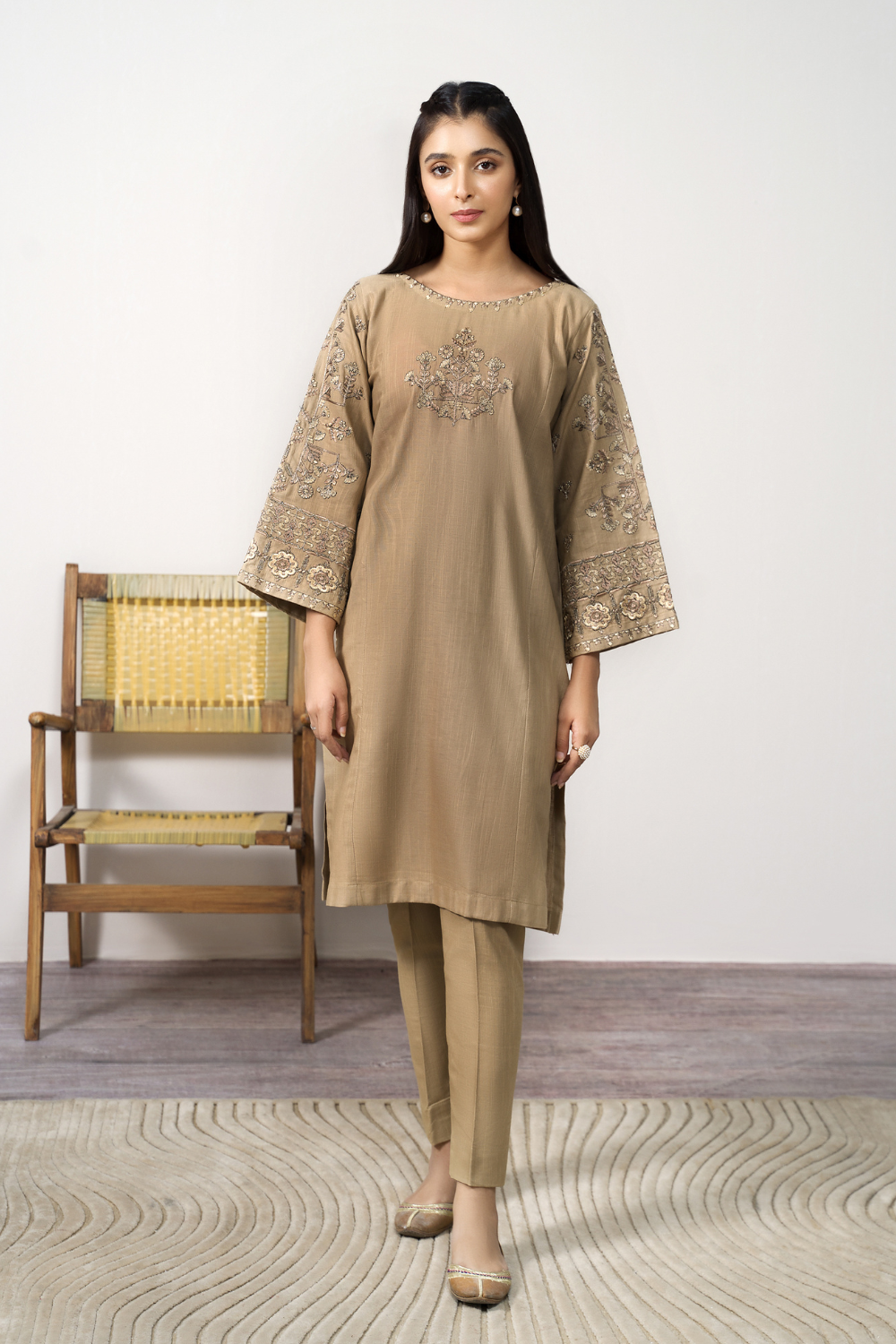 2 PC Stitched | Khaddar Embroidered Shirt + Trouser