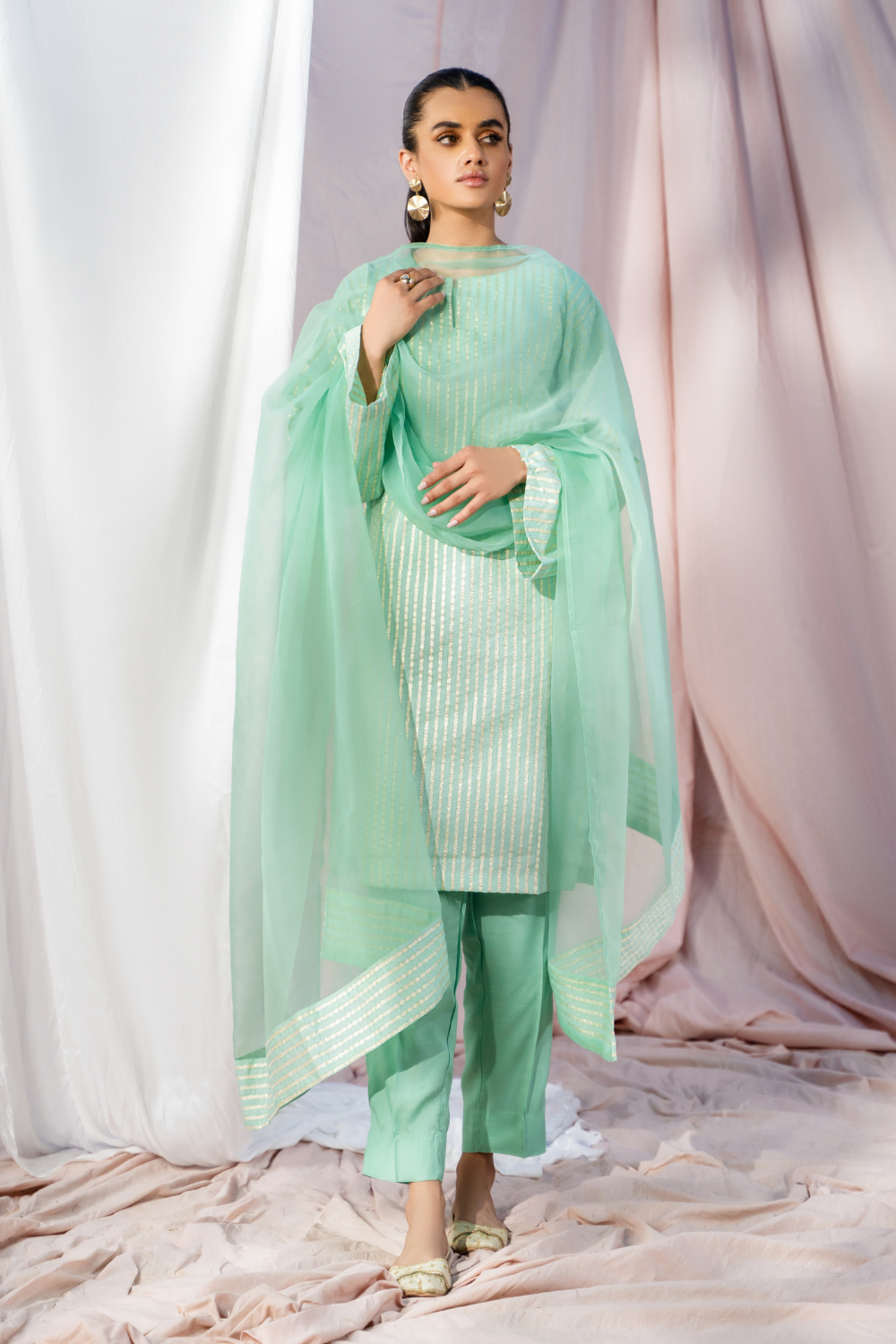 4 PC Stitched | Silk Suit