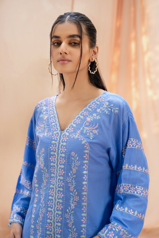 1 PC Stitched | Pima Embroidered Lawn Shirt