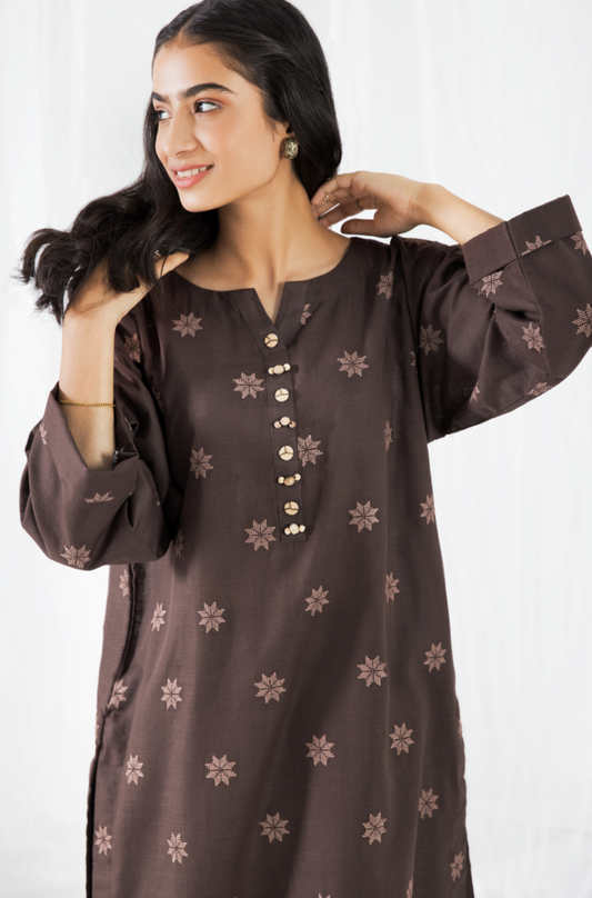 2 PC Unstitched | Khaddar Embroidered Shirt + Trouser