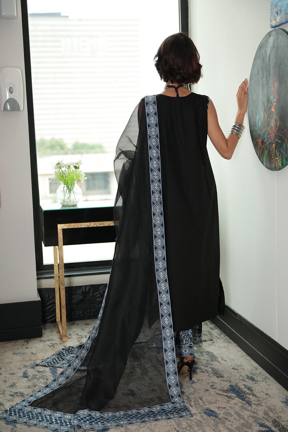 3 PC Unstitched Embroidered Suit