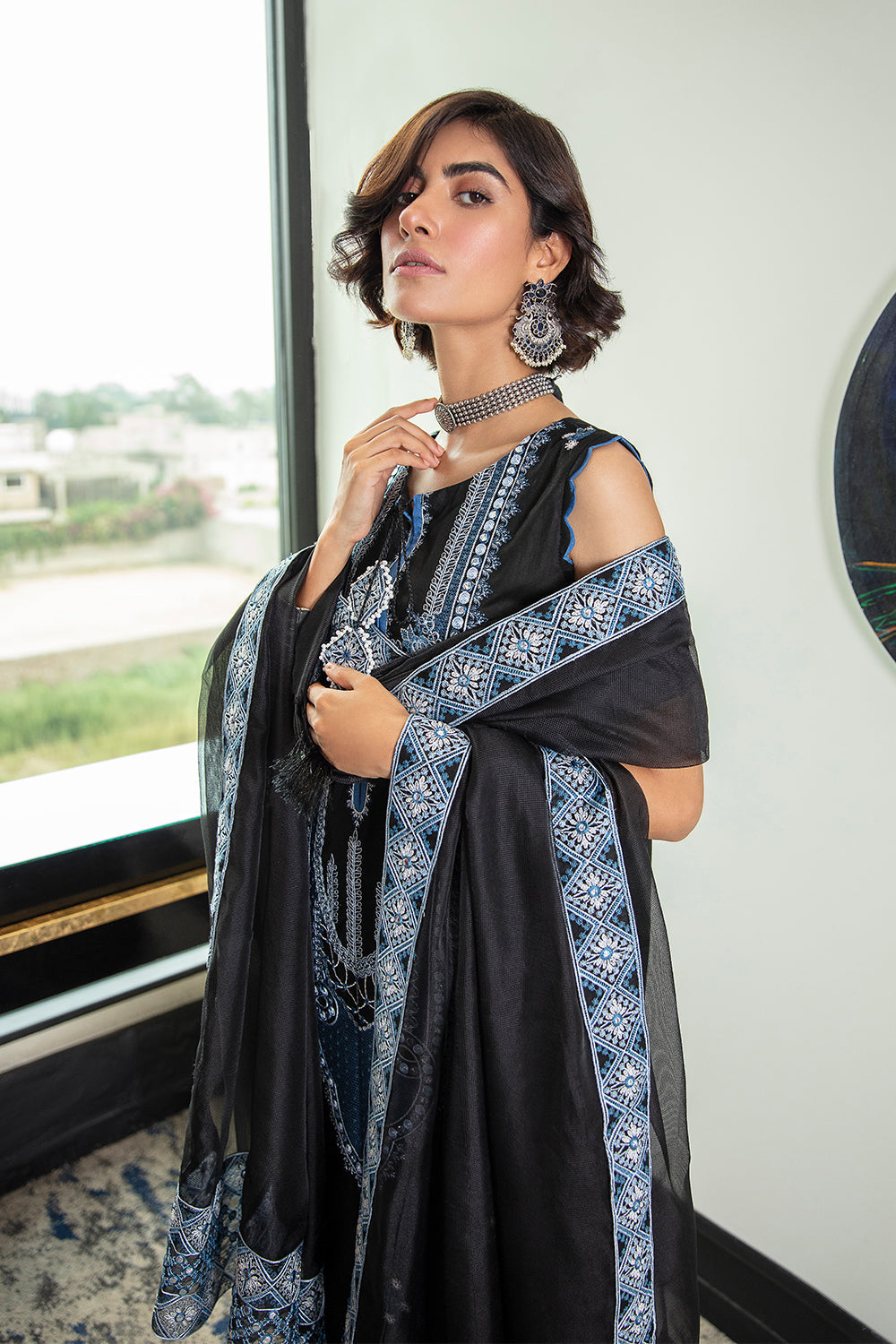 3 PC Unstitched Embroidered Suit