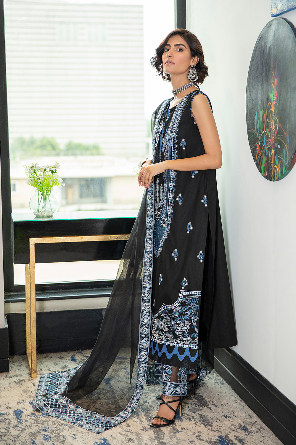 3 PC Unstitched Embroidered Suit