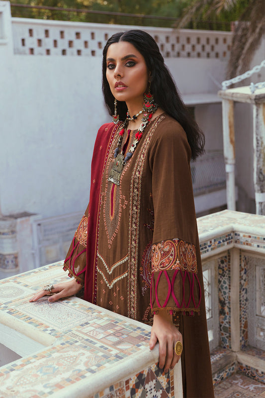 3 PC Unstitched Embroidered Suit