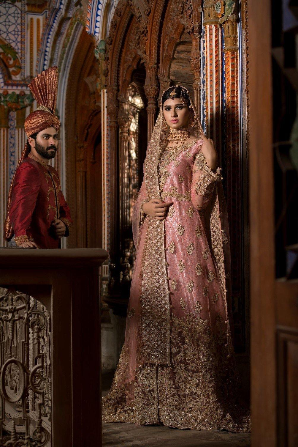 Bridal Maxi - (C-04) - Maryum N Maria | A female model wearing a stunning and beautiful Bridal Dress and posing for the Photoshoot of Maryum N Maria Bridal Dresses Collection