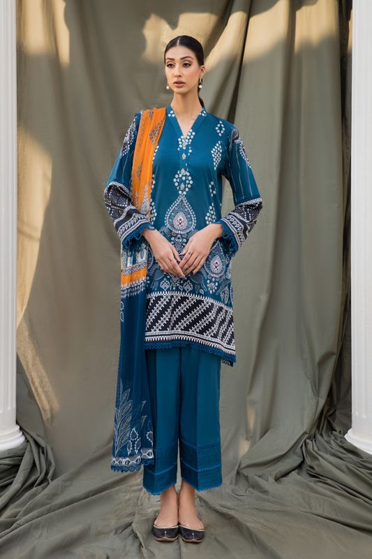 3PC Unstitched | Digital Printed Cambric Suit