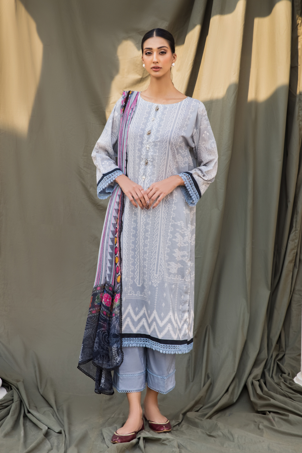 3PC Unstitched | Digital Printed Cambric Suit