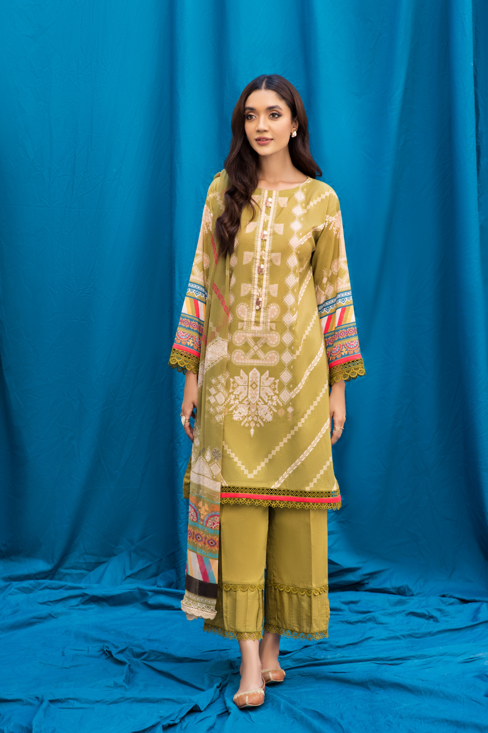3PC Unstitched | Digital Printed Cambric Suit