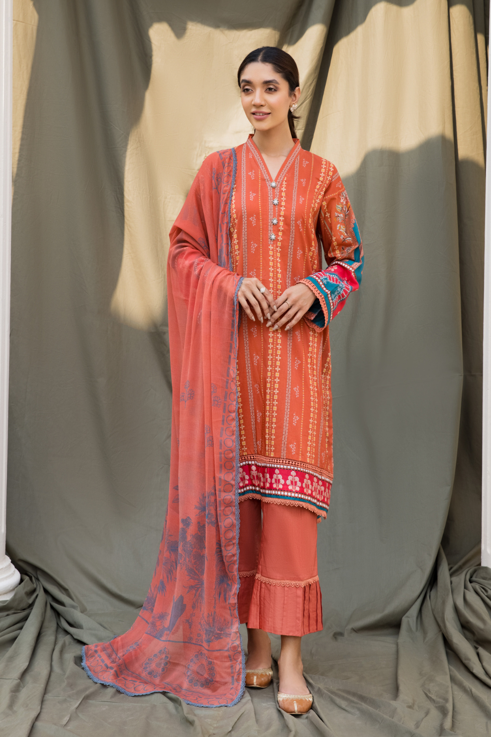 3PC Unstitched | Digital Printed Cambric Suit