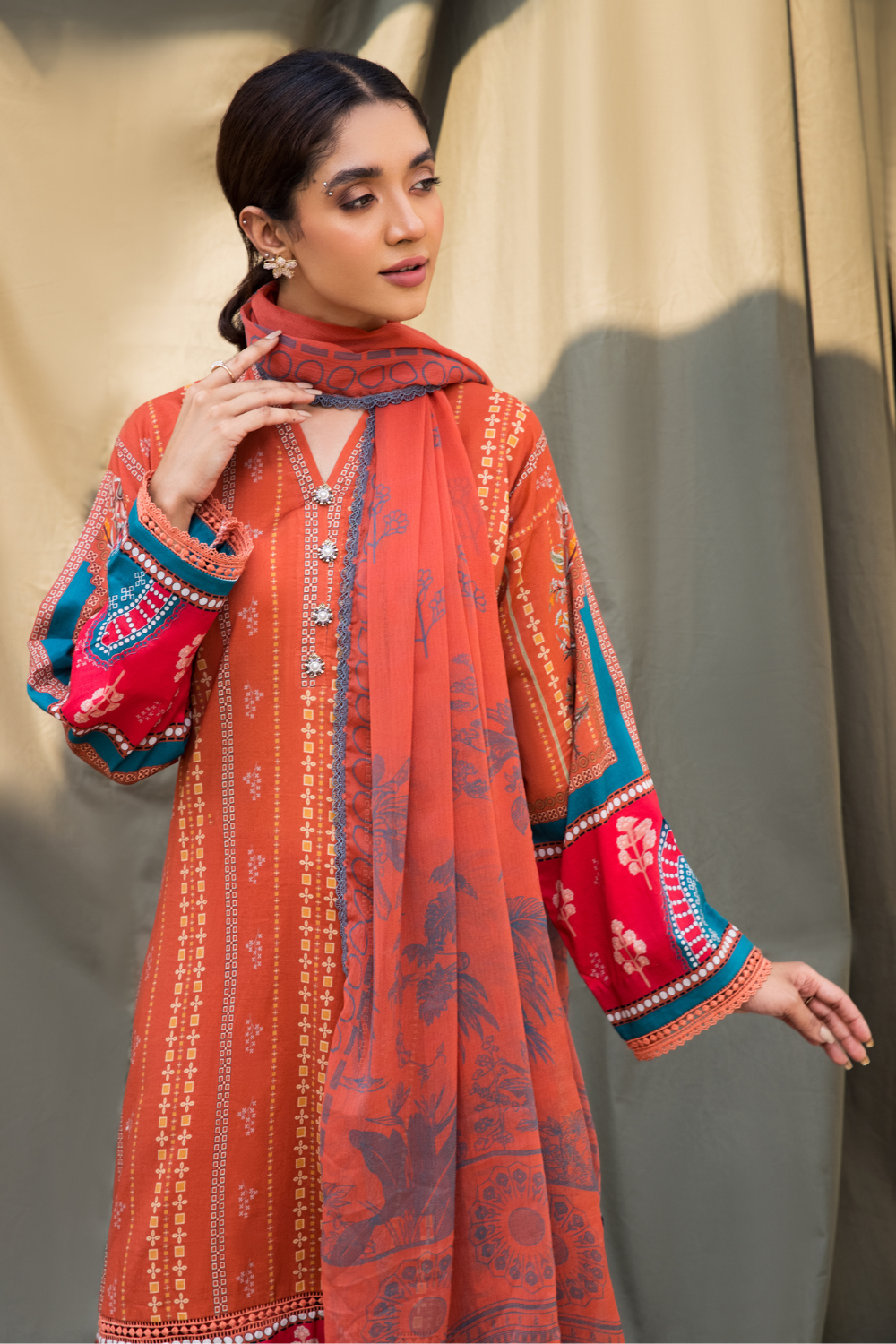 3PC Unstitched | Digital Printed Cambric Suit