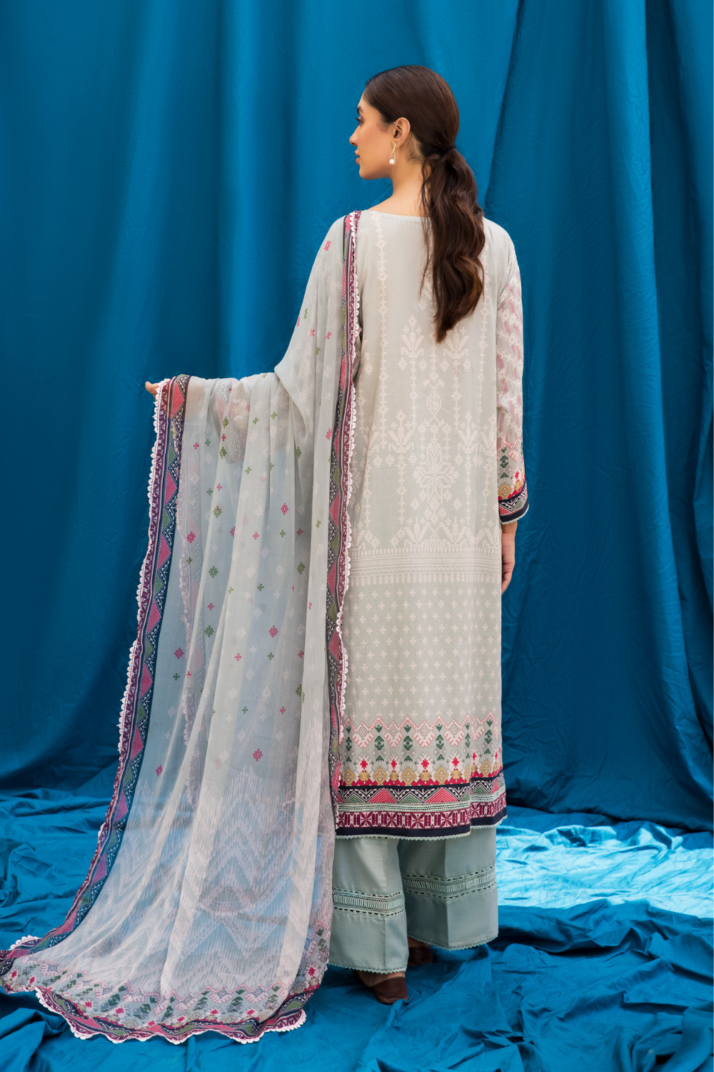 2 PC Unstitched | Printed Cambric Shirt + Chiffon Dupatta