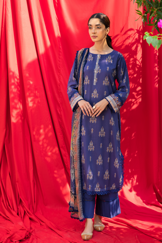 2 PC Unstitched | Printed Cambric Shirt + Chiffon Dupatta