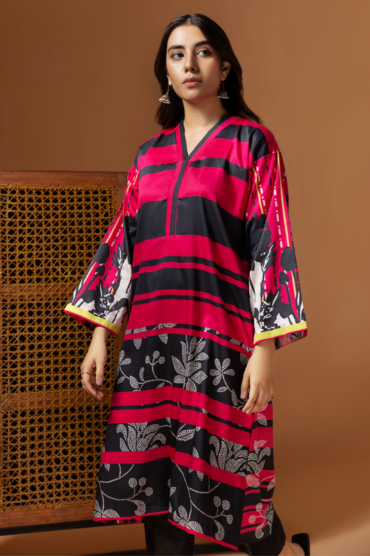 1 PC Unstitched | Printed Cotton Satin Shirt