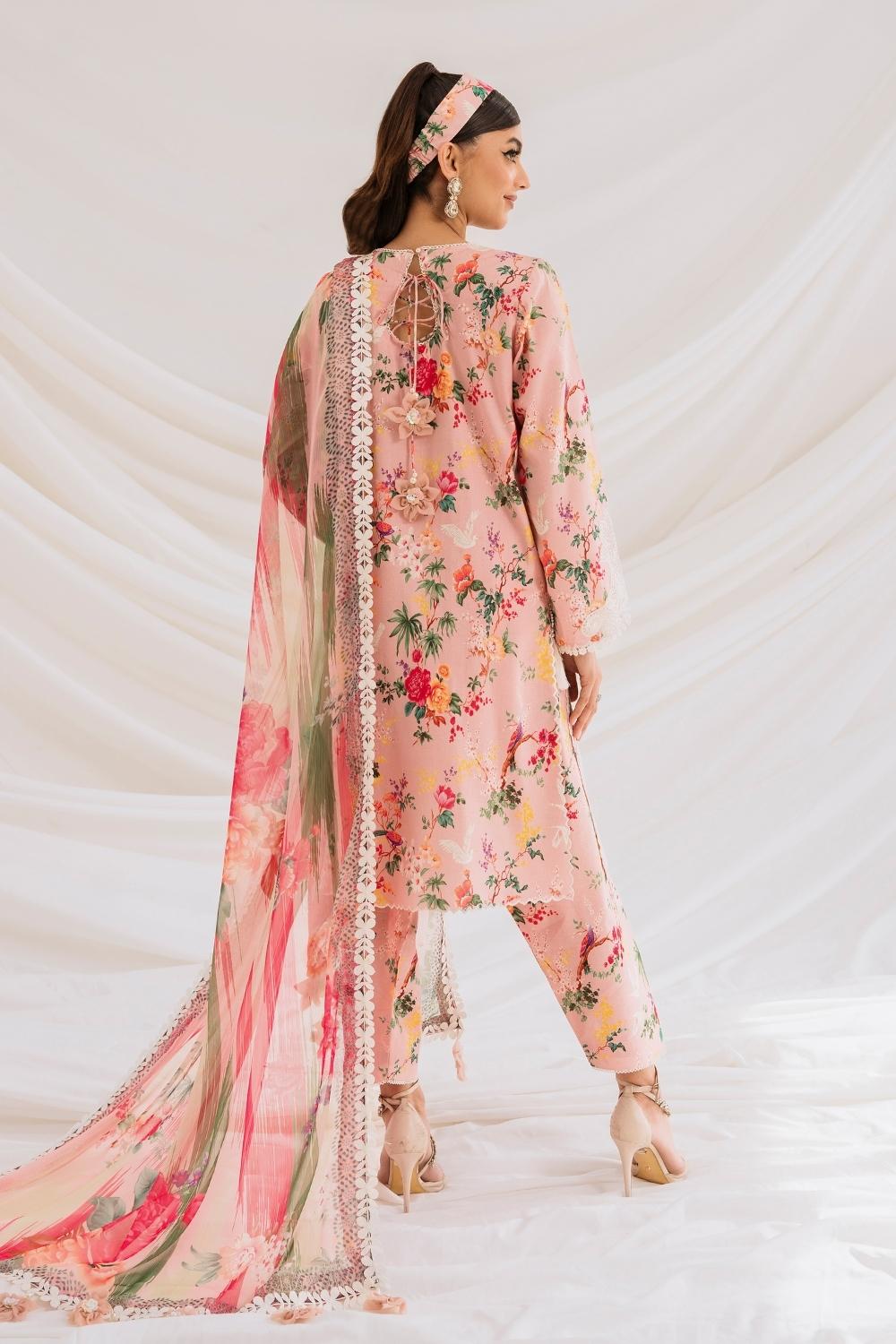 3PC Unstitched | Embroidered Lawn Suit | Chiffon Dupatta