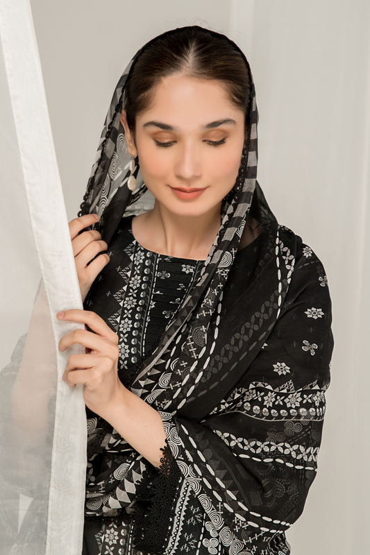 3 PC Unstitched Printed Lawn Suit