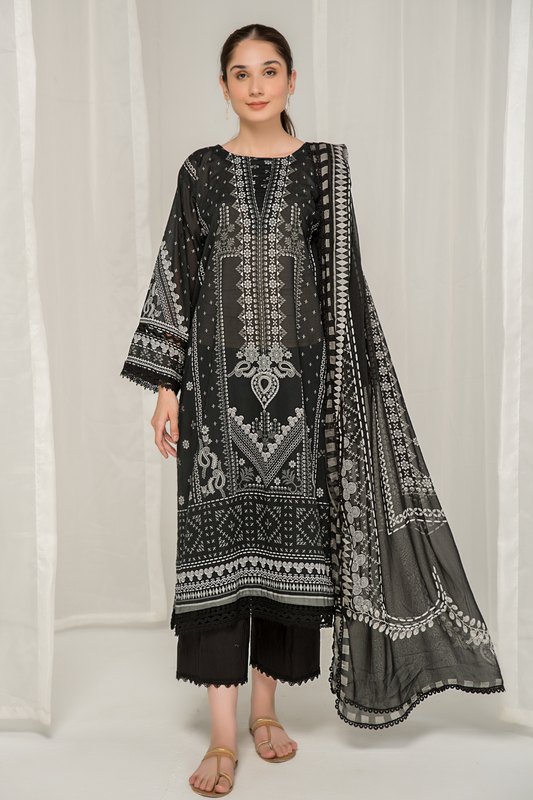 3 PC Unstitched Printed Lawn Suit