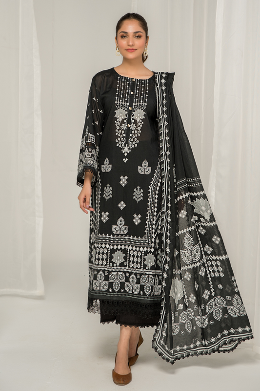 3 PC Unstitched Printed Lawn Suit