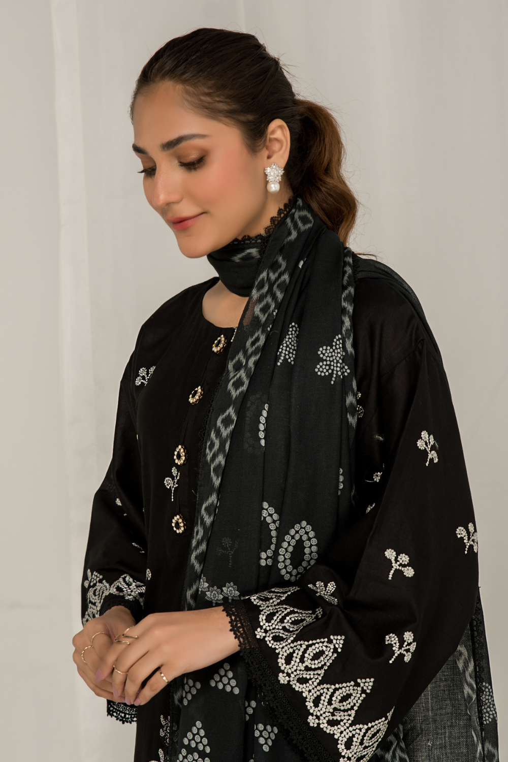 3 PC Unstitched Embroidered Lawn Suit