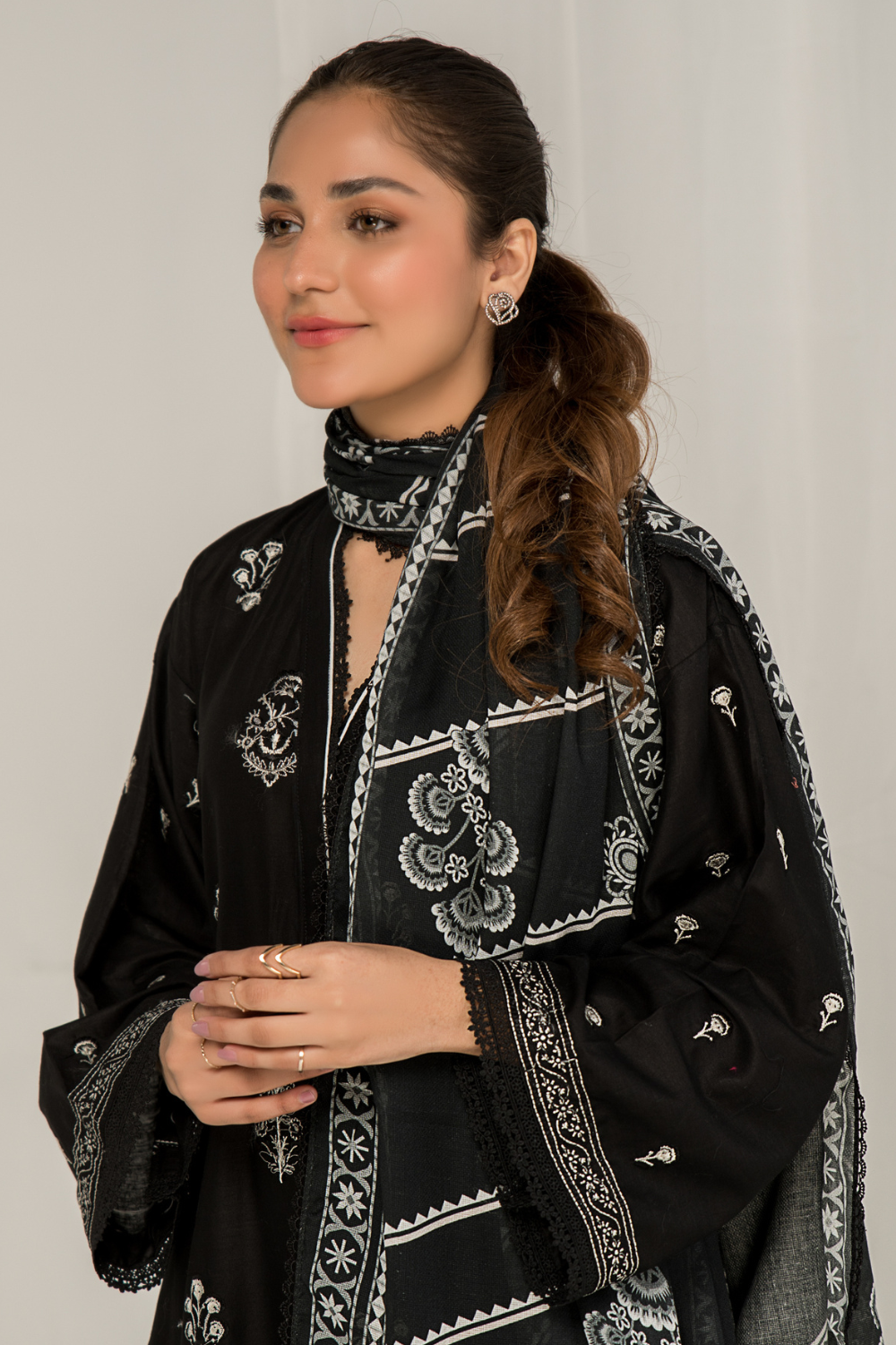 3 PC Unstitched Embroidered Lawn Suit