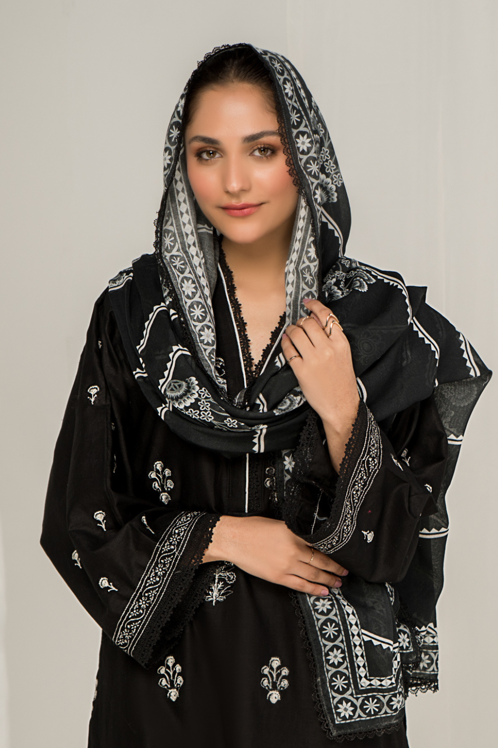 3 PC Unstitched Embroidered Lawn Suit