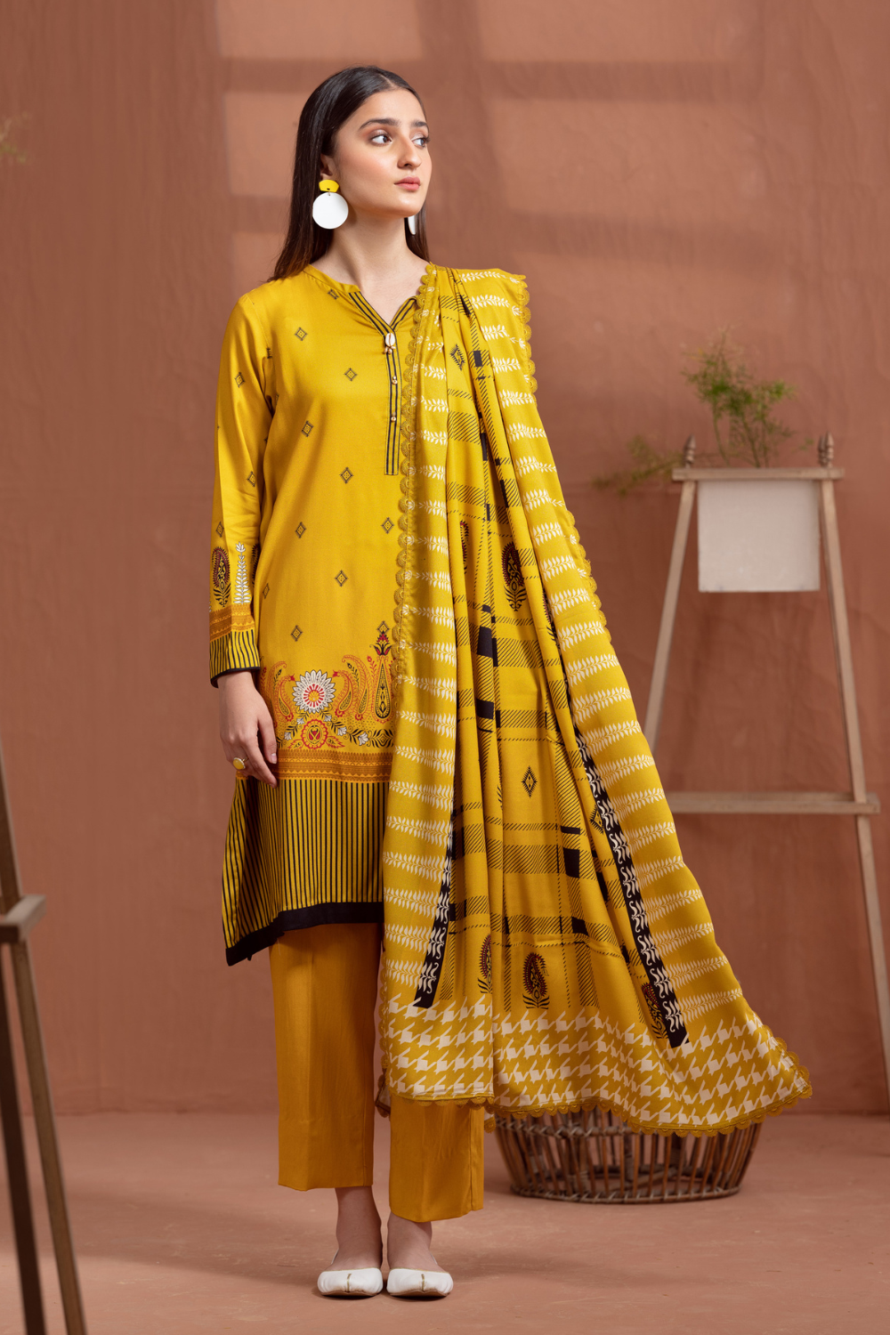 3 PC Unstitched | Crepe Linen Printed Suit
