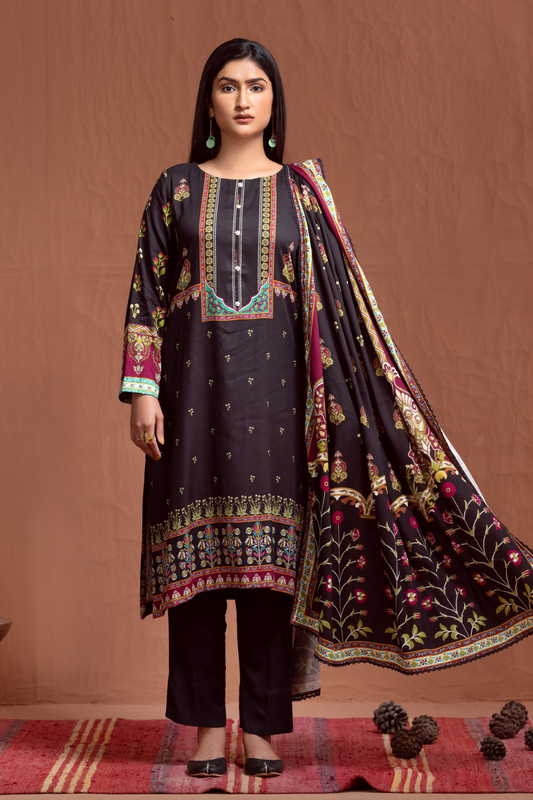 3 PC Unstitched | Crepe Linen Printed Suit